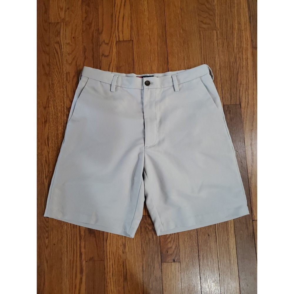 Chaps Mens Beige Khaki‎ Performance Golf Shorts Expandable Waist Wicking Size 33